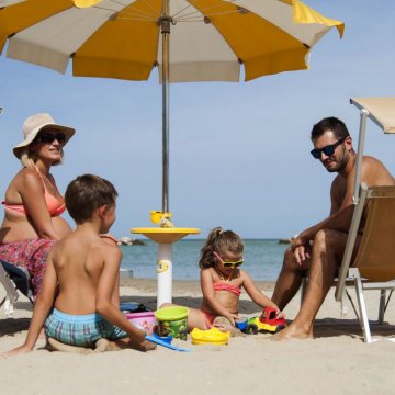family on the beach