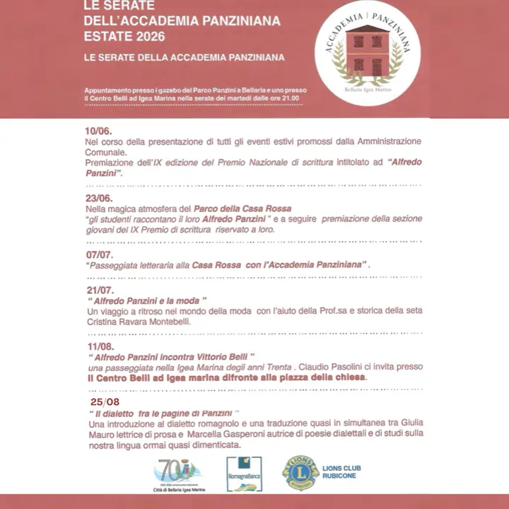 LE SERATE DELL'ACCADEMIA PANZINIANA | ESTATE 2026